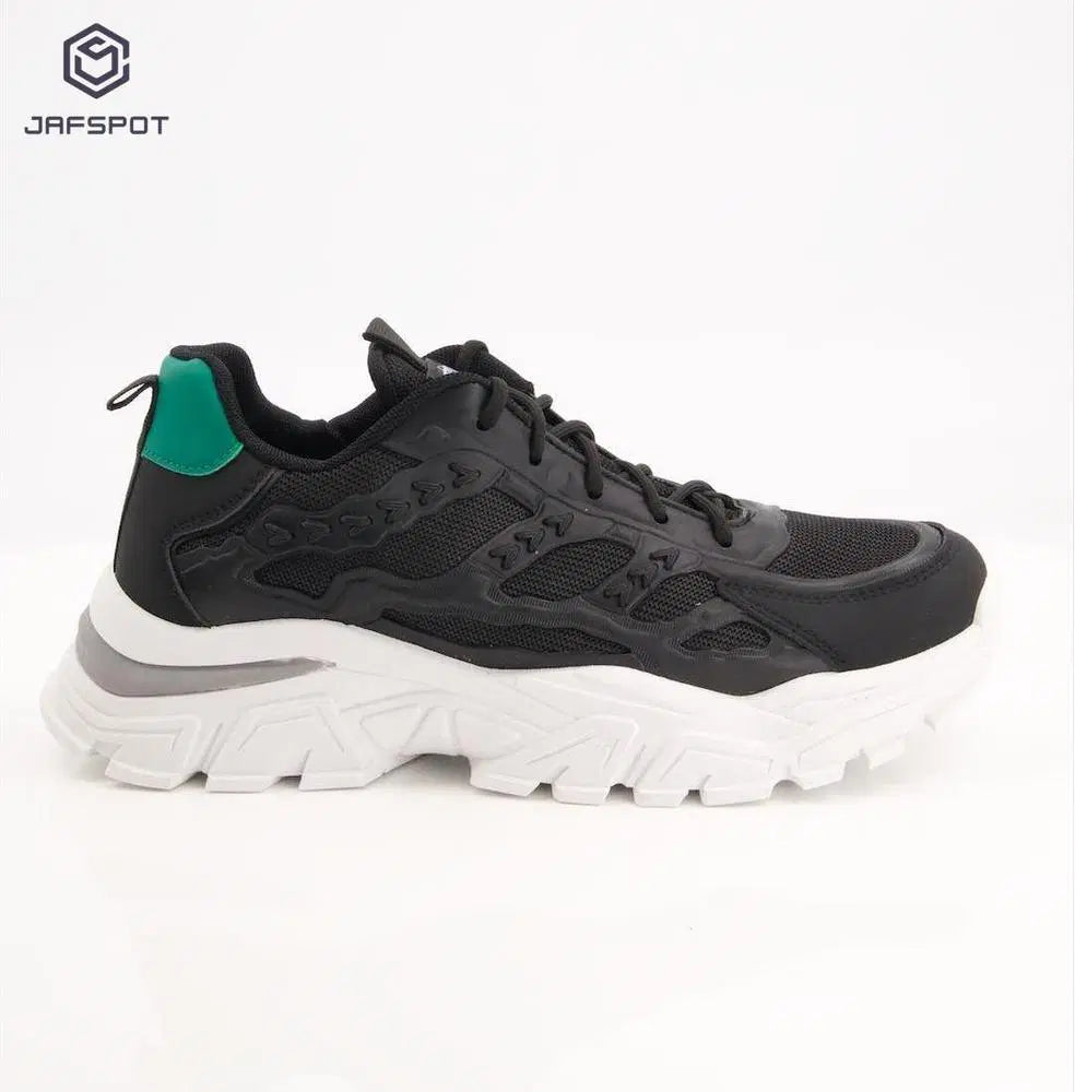 Jafspot Men's Mesh & PU Leather Sneakers – Black - Mayari Super Store