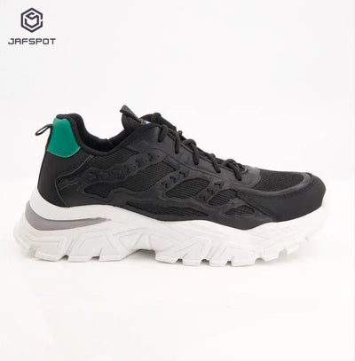 Jafspot Men's Mesh & PU Leather Sneakers – Black - Mayari Super Store