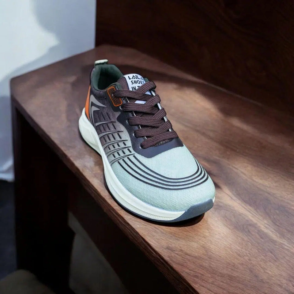 👟 Men's Casual Grey Sneakers – Premium Synthetic Leather