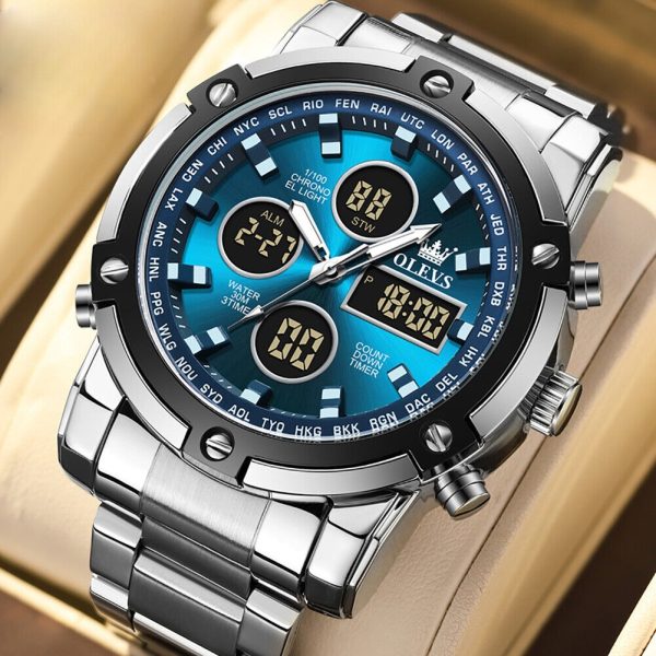 ⌚ Skemie 1389 Men’s Digital Analog Watch – Waterproof, Stainless Steel, Multi-Time Chronograph (Without Box) Mayari Super Store