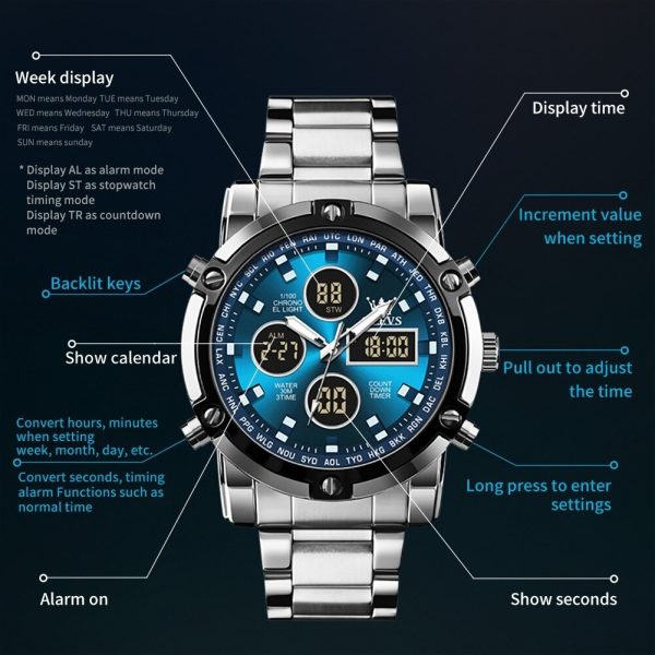 ⌚ Skemie 1389 Men’s Digital Analog Watch – Waterproof, Stainless Steel, Multi-Time Chronograph (Without Box) Mayari Super Store