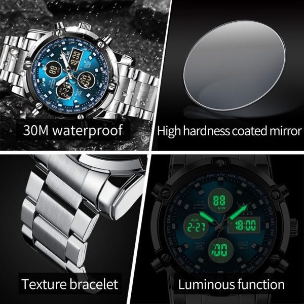 ⌚ Skemie 1389 Men’s Digital Analog Watch – Waterproof, Stainless Steel, Multi-Time Chronograph (Without Box) Mayari Super Store