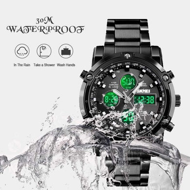⌚ Skemie 1389 Men’s Digital Analog Watch – Waterproof, Stainless Steel, Multi-Time Chronograph (Without Box) Mayari Super Store