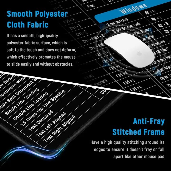 ⌨️ Keyboard Shortcut Mouse Pad – Excel/Word/PPT Cheat Sheet | Anti-Slip | Super Large Mat Mayari Super Store