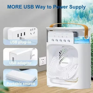 🌬️ Portable Air Conditioner Fan – 3 in 1 Mini Cooler with LED Light & Humidifier 💦✨ Mayari Super Store