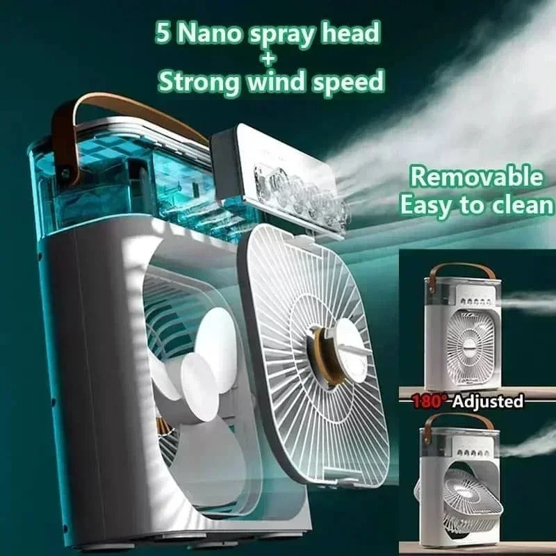 🌬️ Portable Air Conditioner Fan – 3 in 1 Mini Cooler with LED Light & Humidifier 💦✨ Mayari Super Store