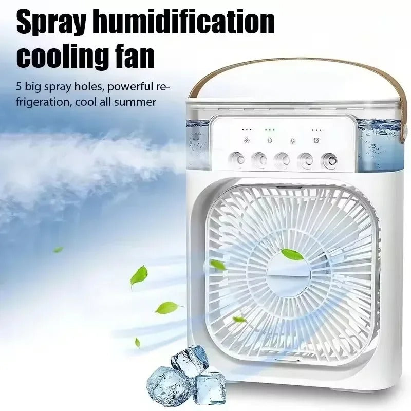🌬️ Portable Air Conditioner Fan – 3 in 1 Mini Cooler with LED Light & Humidifier 💦✨ Mayari Super Store