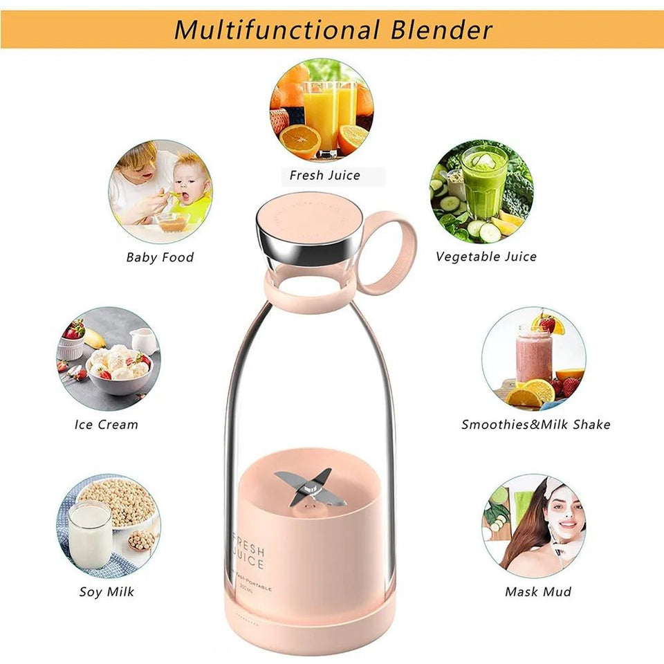 🥤 Portable Electric Blender Bottle Juicer – USB Rechargeable, 6 Blades, 350ml (Multicolour) Mayari Super Store