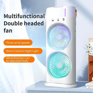 ❄️ Rechargeable Automatic Rotating Dual Double Spray Mist Fan with Lighting Effects ❄️ Mayari Super Store