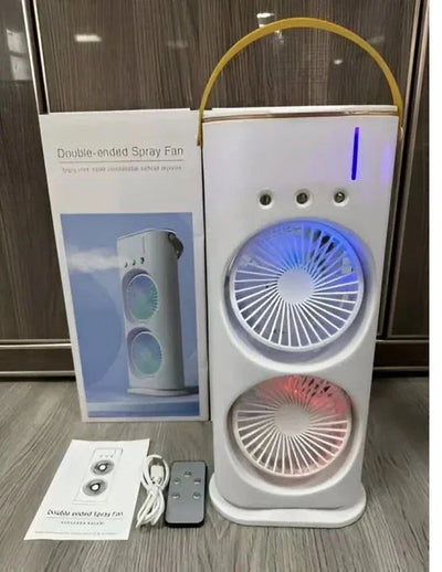 ❄️ Rechargeable Automatic Rotating Dual Double Spray Mist Fan with Lighting Effects ❄️ - Mayari Super Store